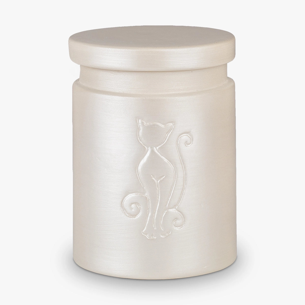 Graceful Cat Biodegradable Pet Urn for Ashes White