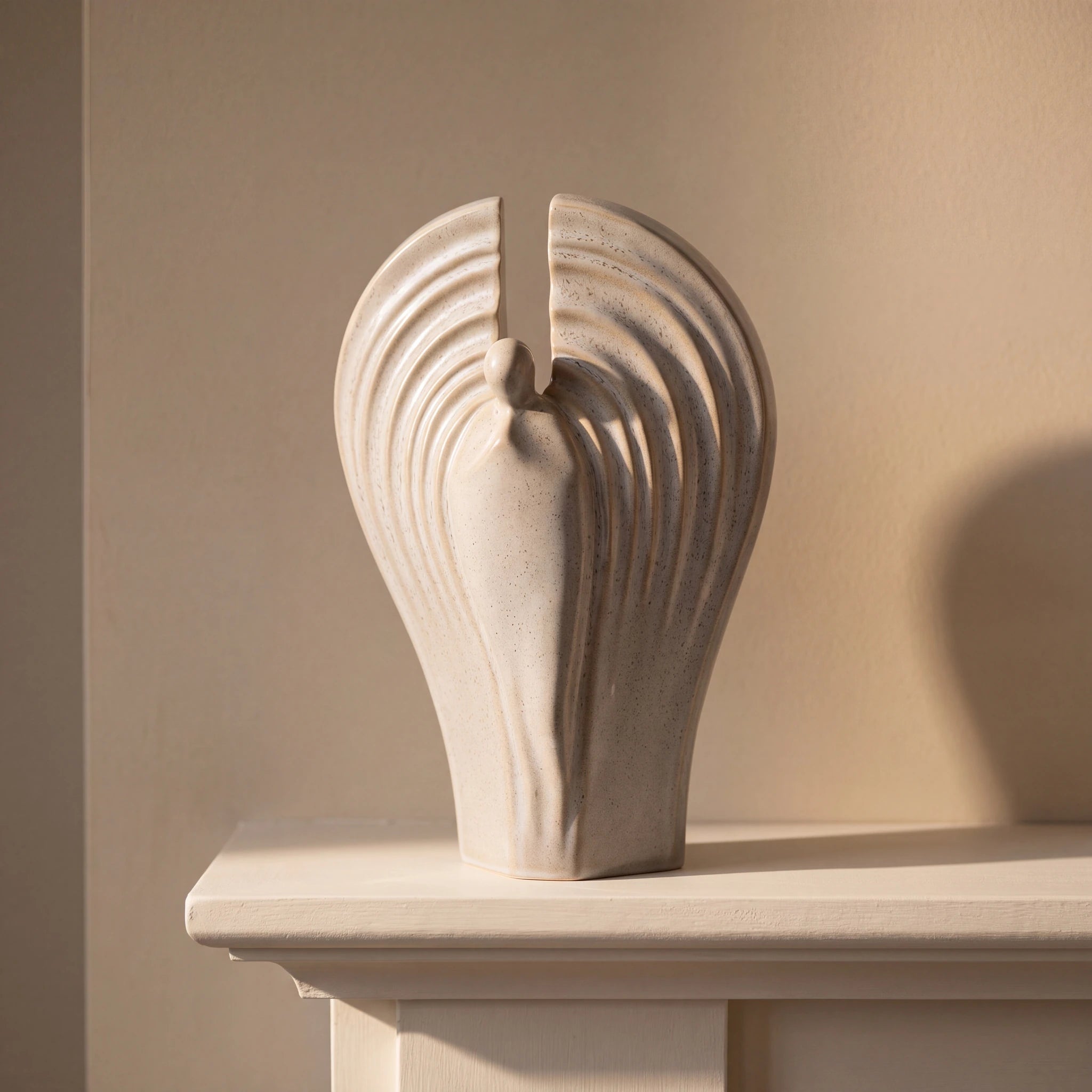 Guardian Angel Adult Cremation Urn for Ashes in Beige Grey