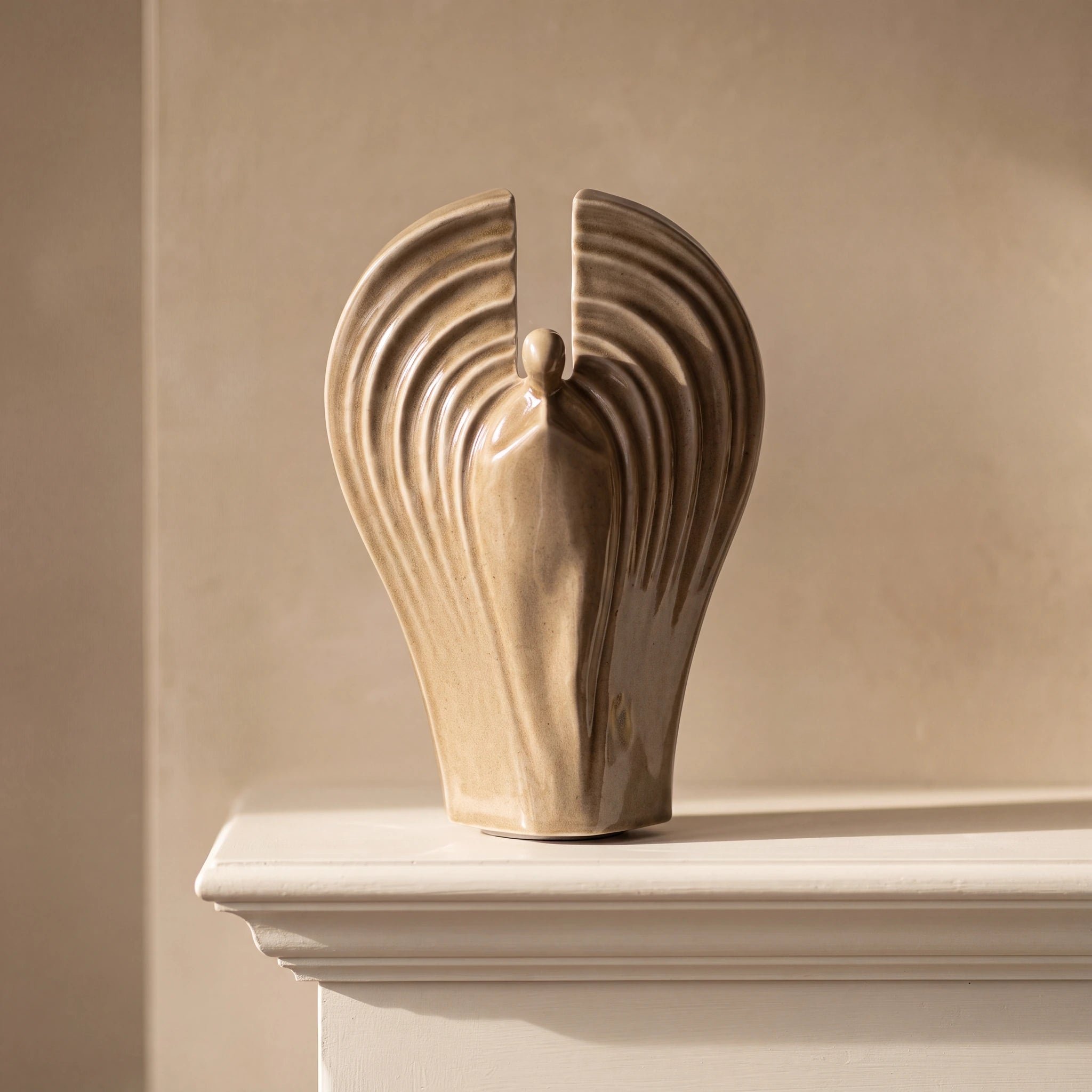 Guardian Angel Adult Cremation Urn for Ashes in Dark Beige