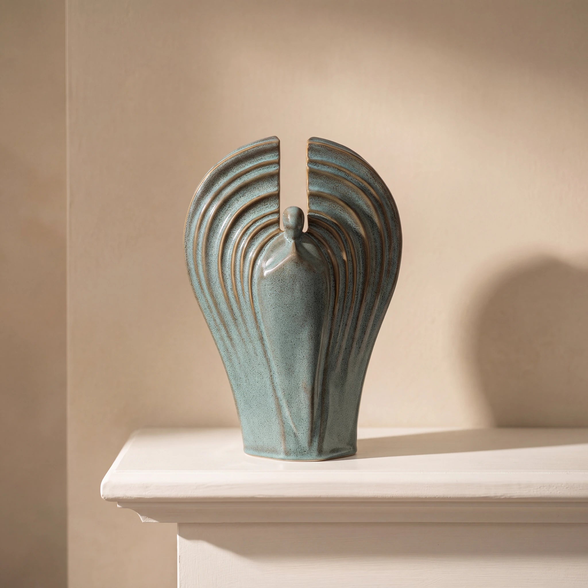 Guardian Angel Adult Cremation Urn for Ashes in Oily Green