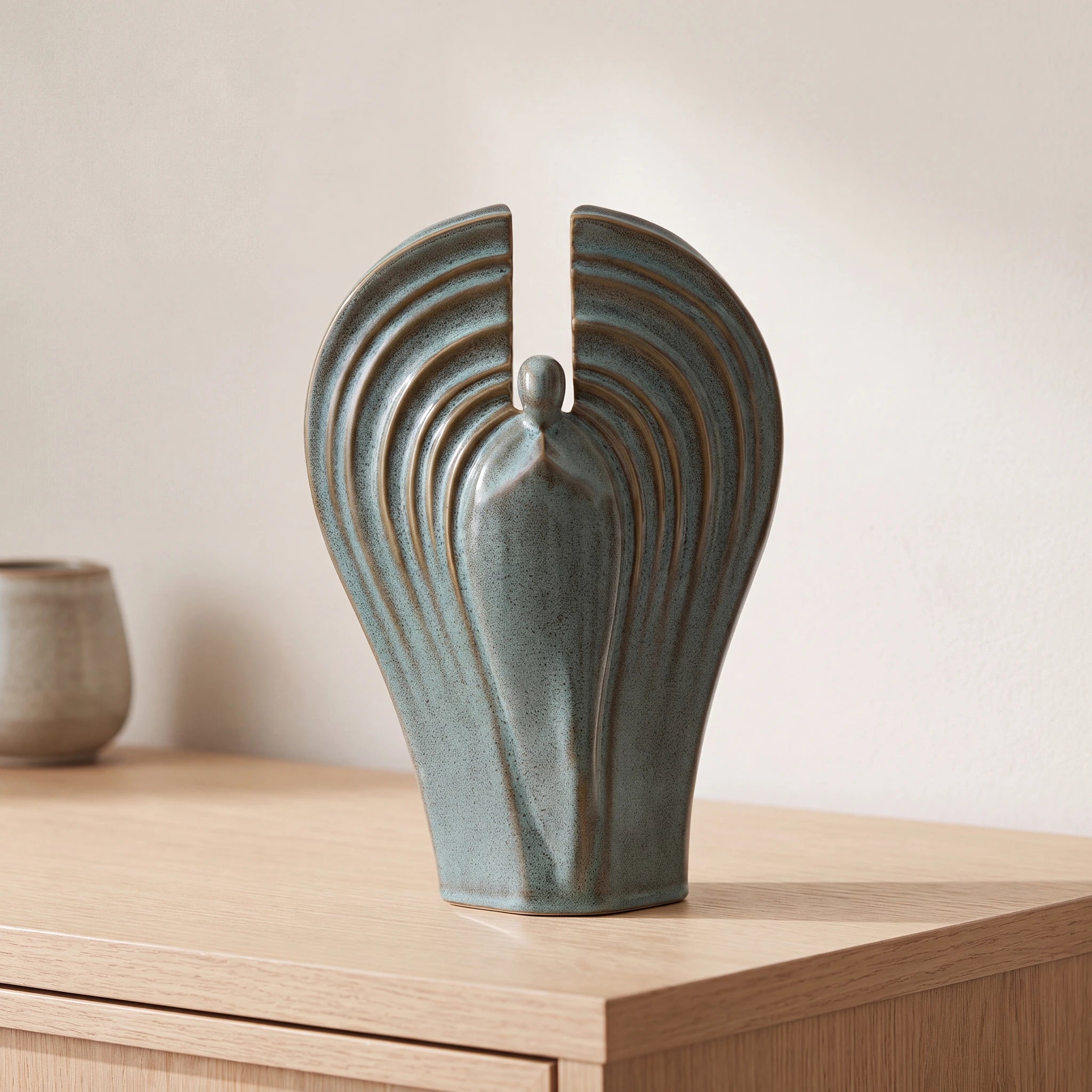 Guardian Angel Adult Cremation Urn for Ashes in Oily Green