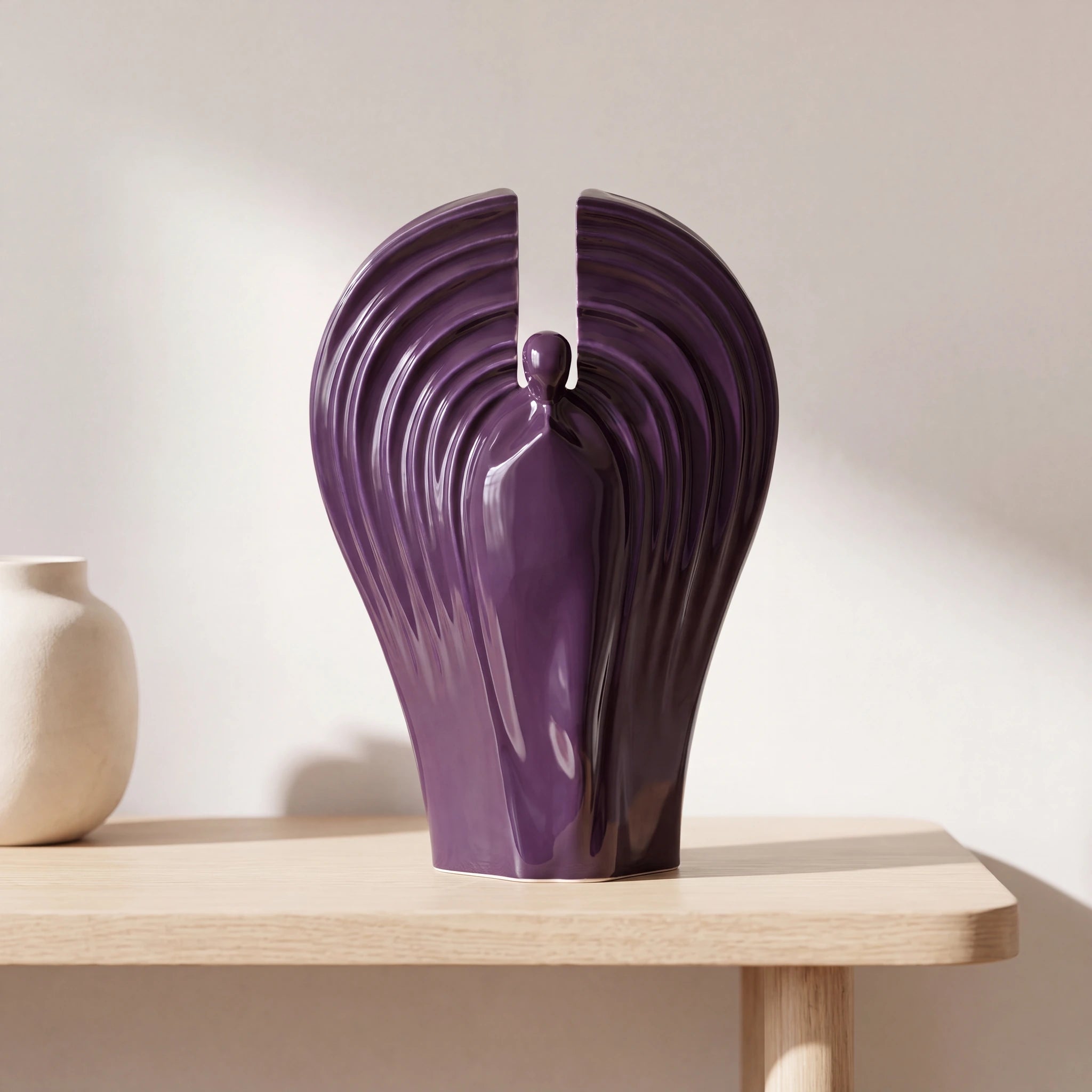 Guardian Angel Adult Cremation Urn for Ashes in Purple