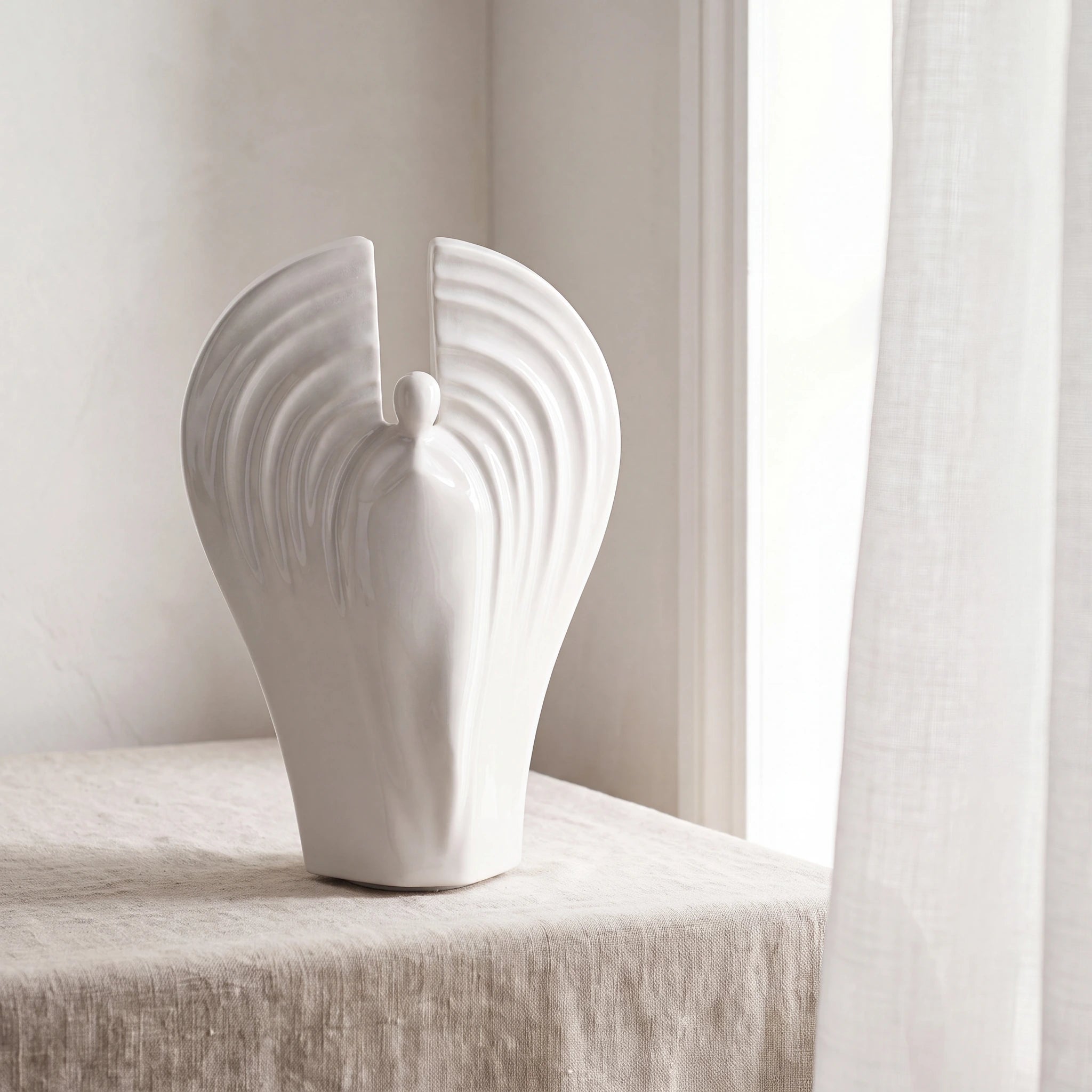 Guardian Angel Adult Cremation Urn for Ashes in White