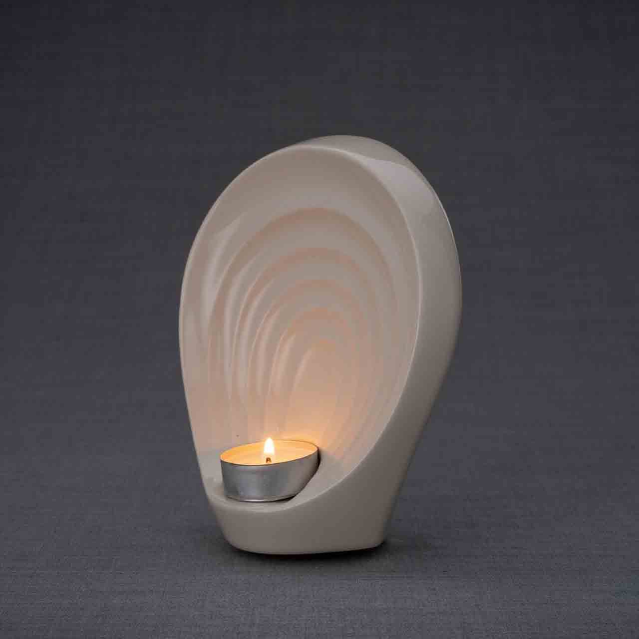 Guardian Angel Ashes Keepsake Urn in Cream Turned Left Grey Background