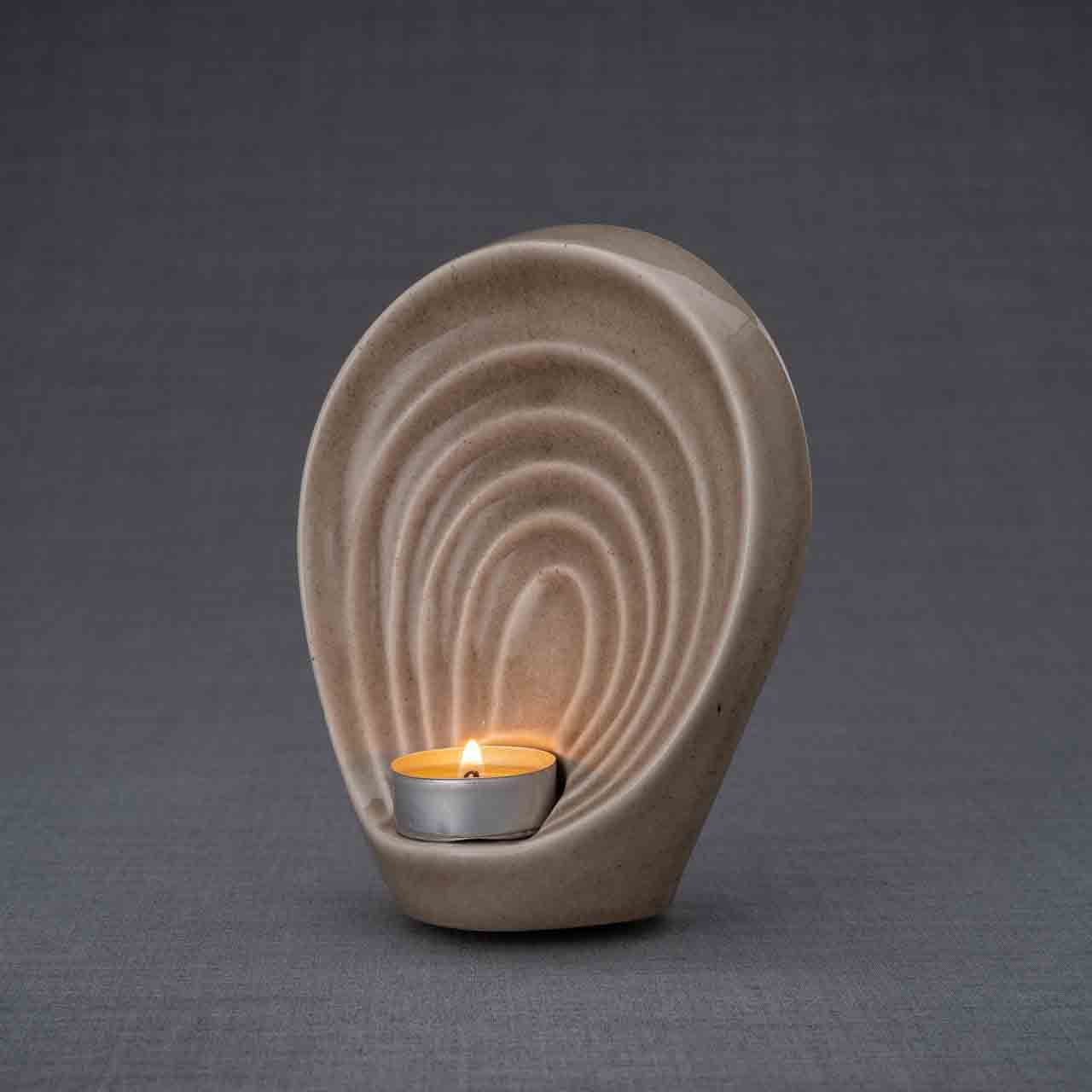 Guardian Angel Ashes Keepsake Urn in Dark Beige Turned Left Grey Background
