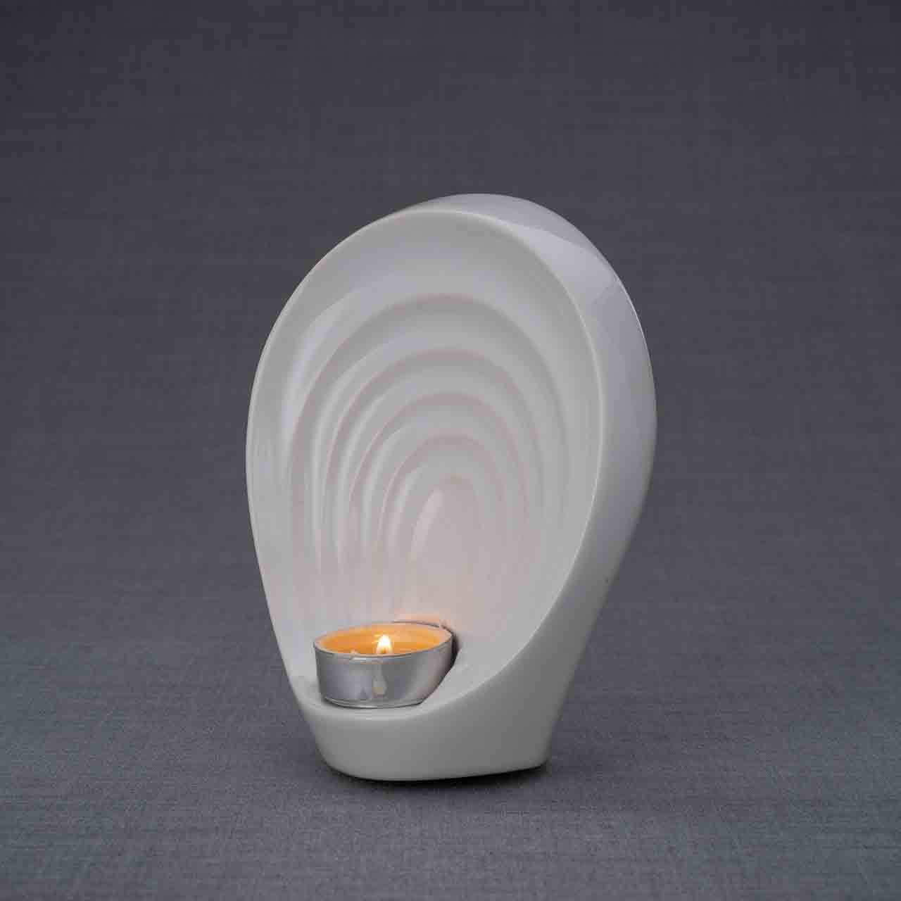 Guardian Angel Ashes Keepsake Urn in White Turned Left Dark Background