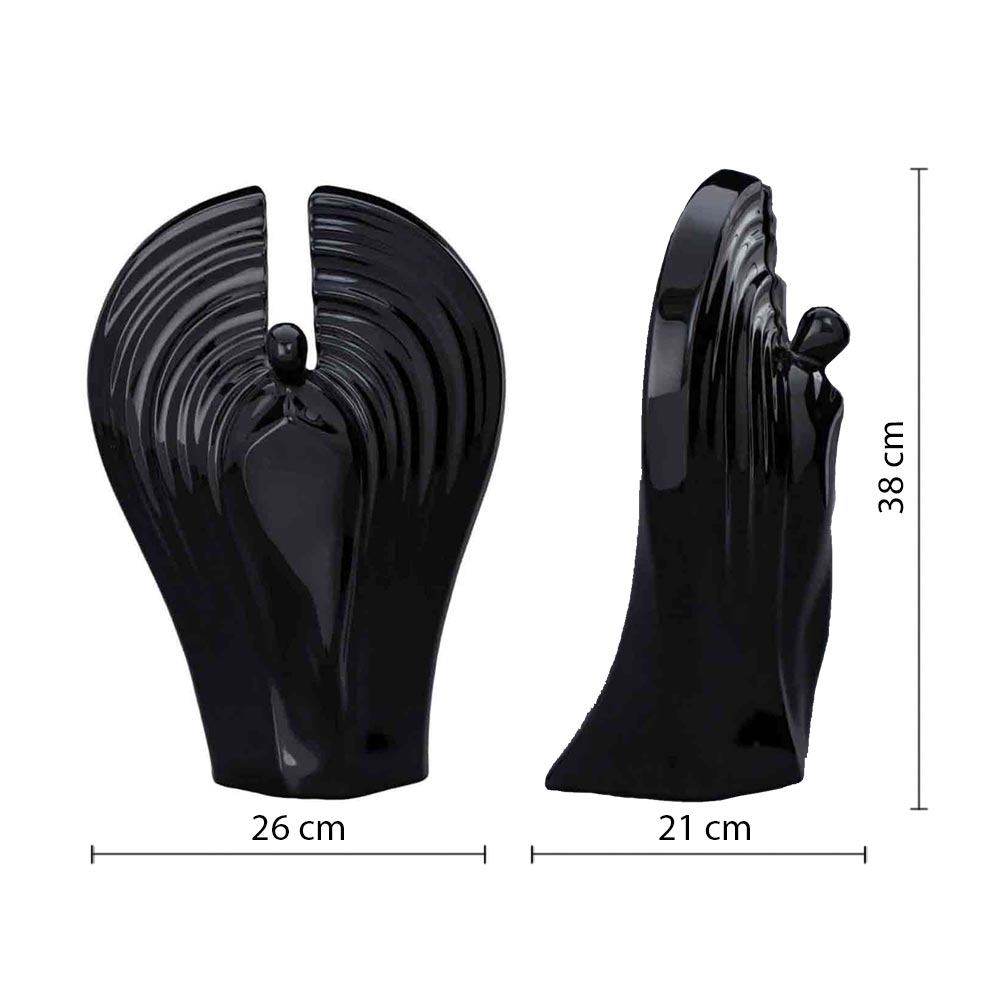 Guardian Angel Cremation Urn for Ashes in Black Dimensions