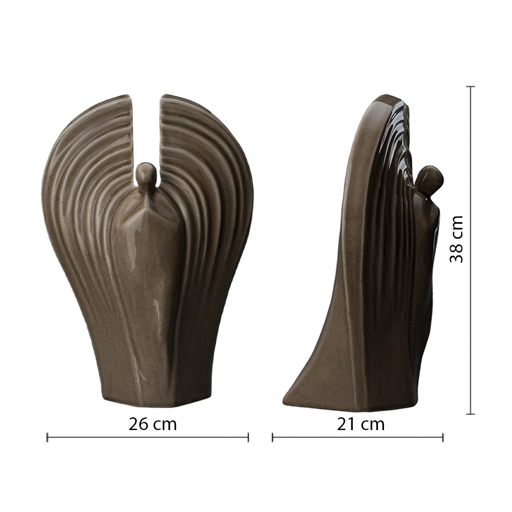 Guardian Angel Cremation Urn for Ashes in Dark Beige Dimensions