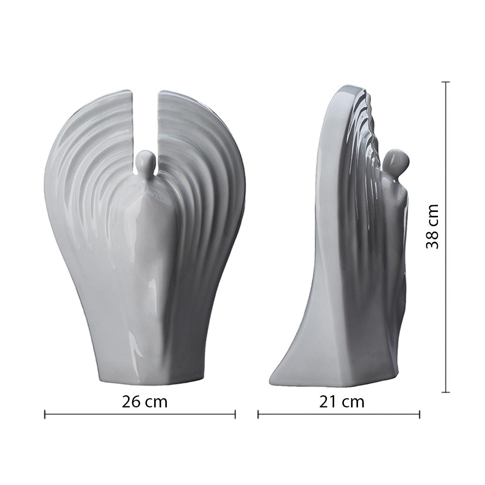 Guardian Angel Cremation Urn for Ashes in White Dimensions