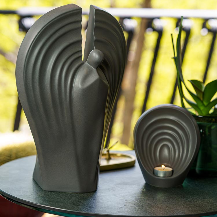Guardian Cremation Urn for Ashes Charcoal Grey with Keepsake Outside