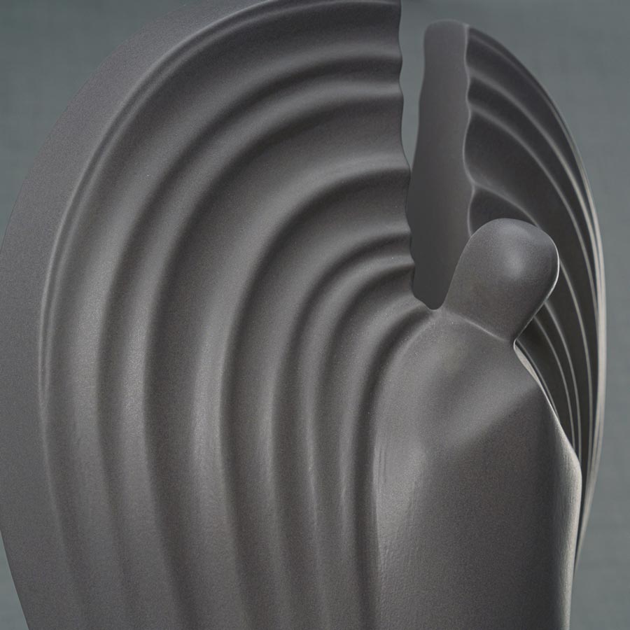 Guardian Cremation Urn for Ashes Matte Grey Close Up Far Right