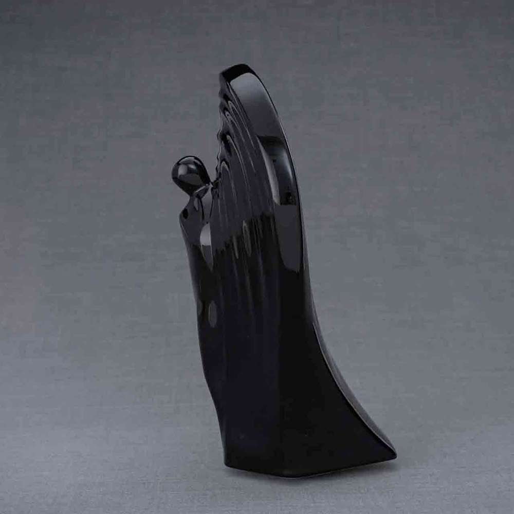 Guardian Cremation Urn for Ashes in Black Facing Left Grey Background