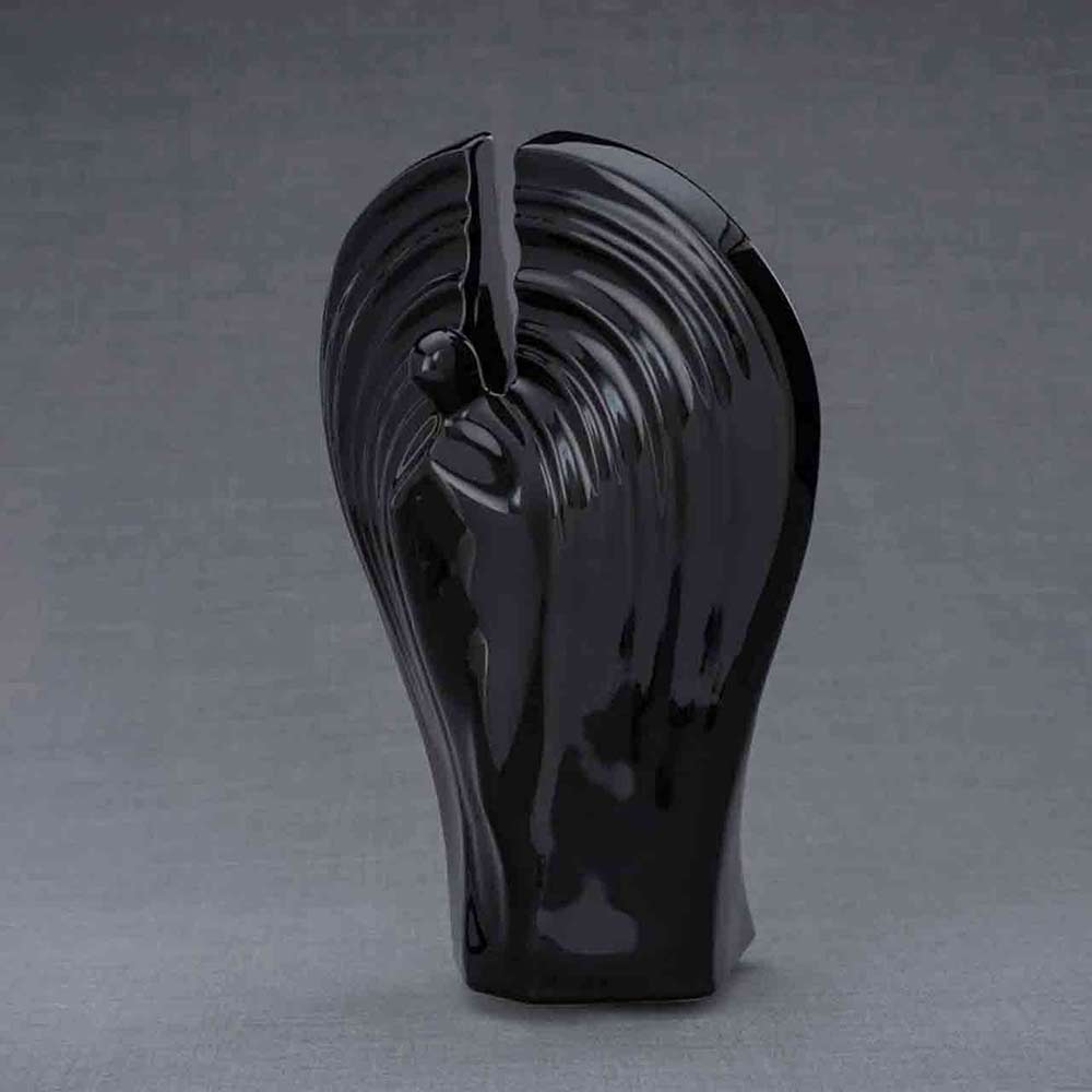 Guardian Cremation Urn for Ashes in Black Turned Left Grey Background