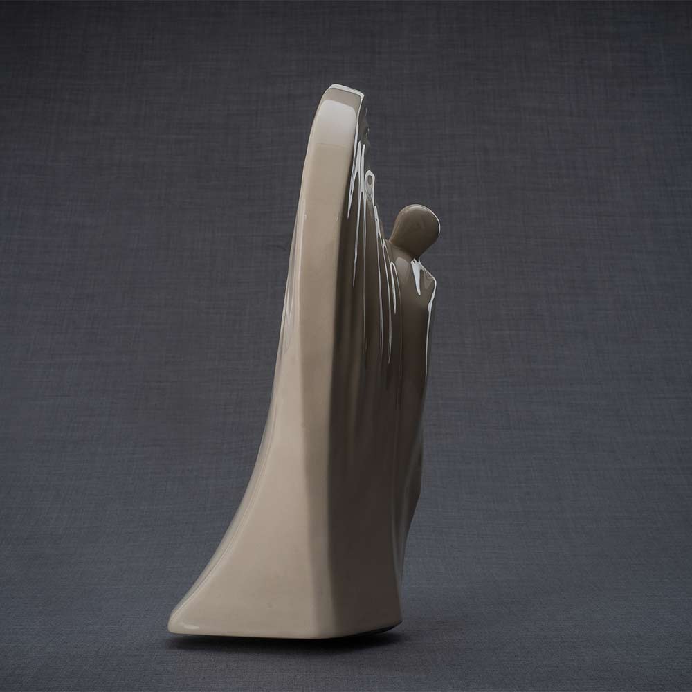 Guardian Cremation Urn for Ashes in Cream Facing Right Grey Background