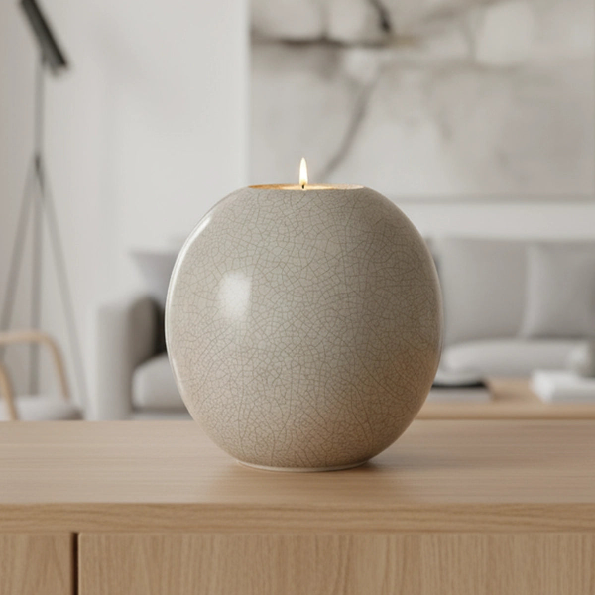 Spherical Harmony Cremation Urn - Crackle Glaze