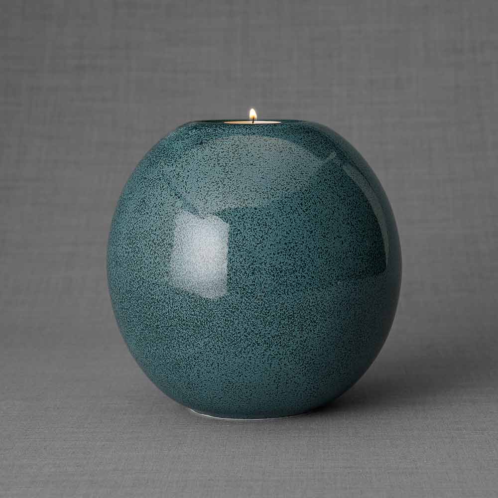 Harmony Adult Cremation Urn for Ashes in Oily Blue Melange Front View