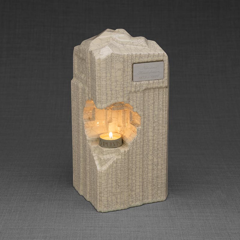 Heart Cremation Urn for Ashes Crackle Glaze Right View