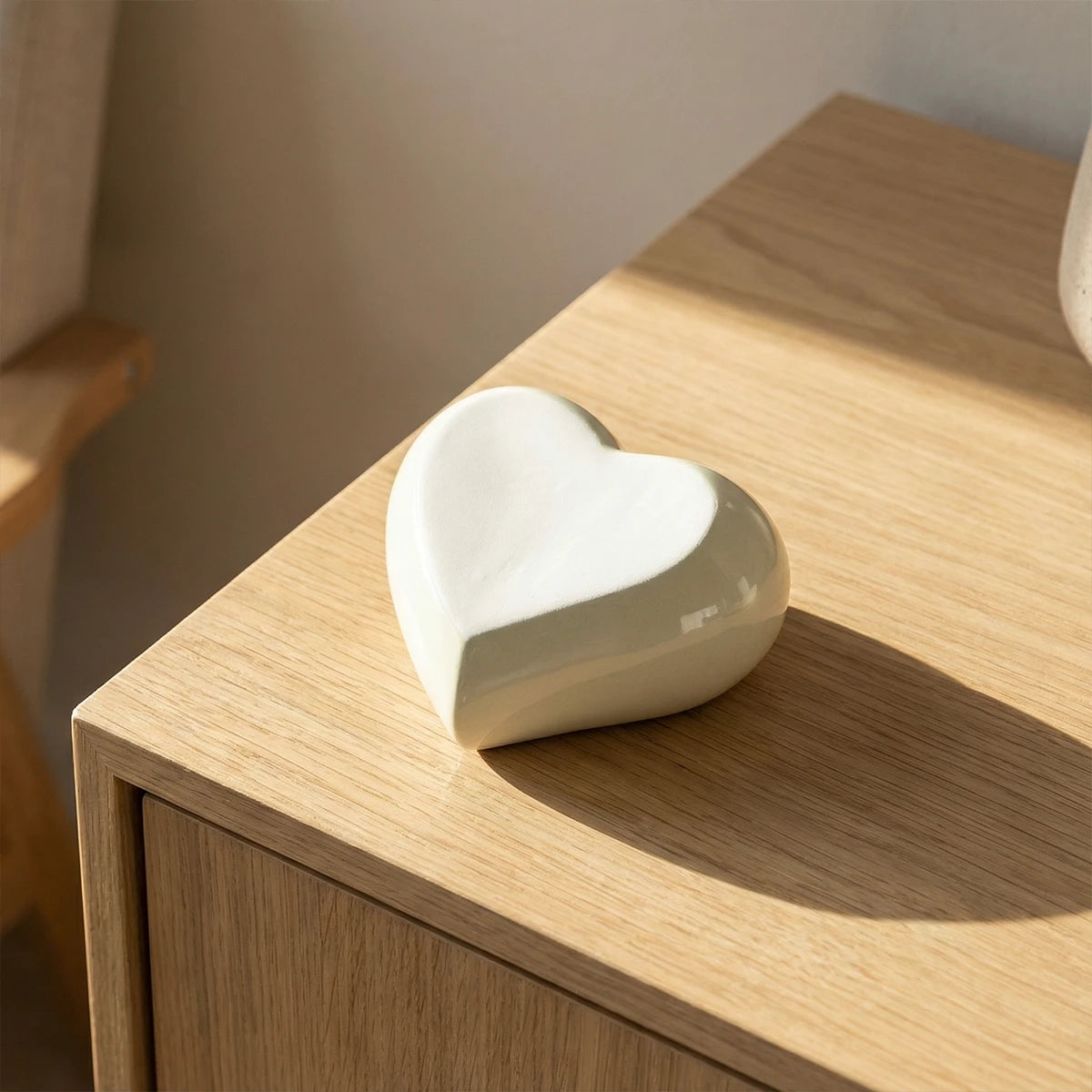 Heart Keepsake Urn for Ashes in Ivory & White Metal