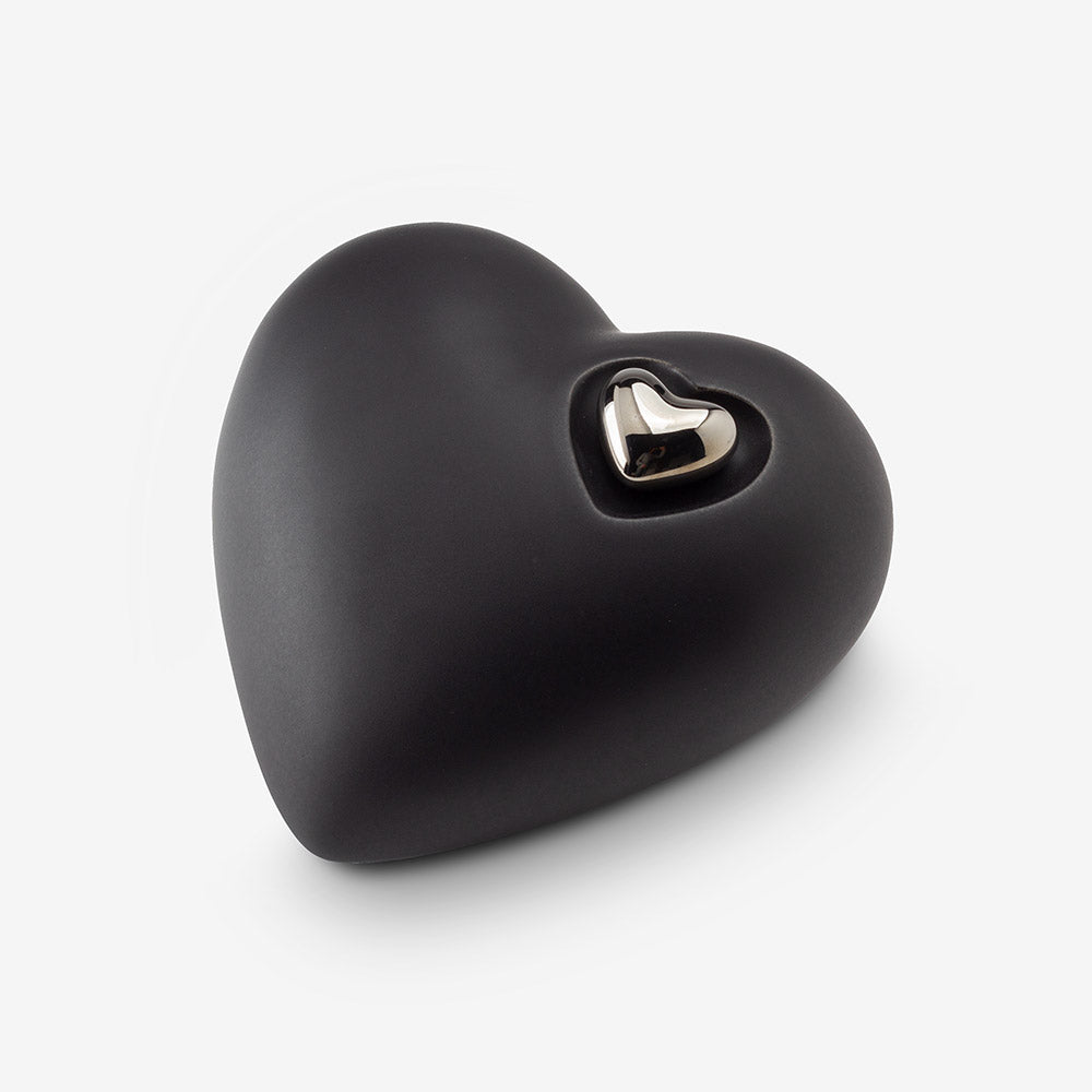 Heart Medium Urn for Ashes in Black and Silver