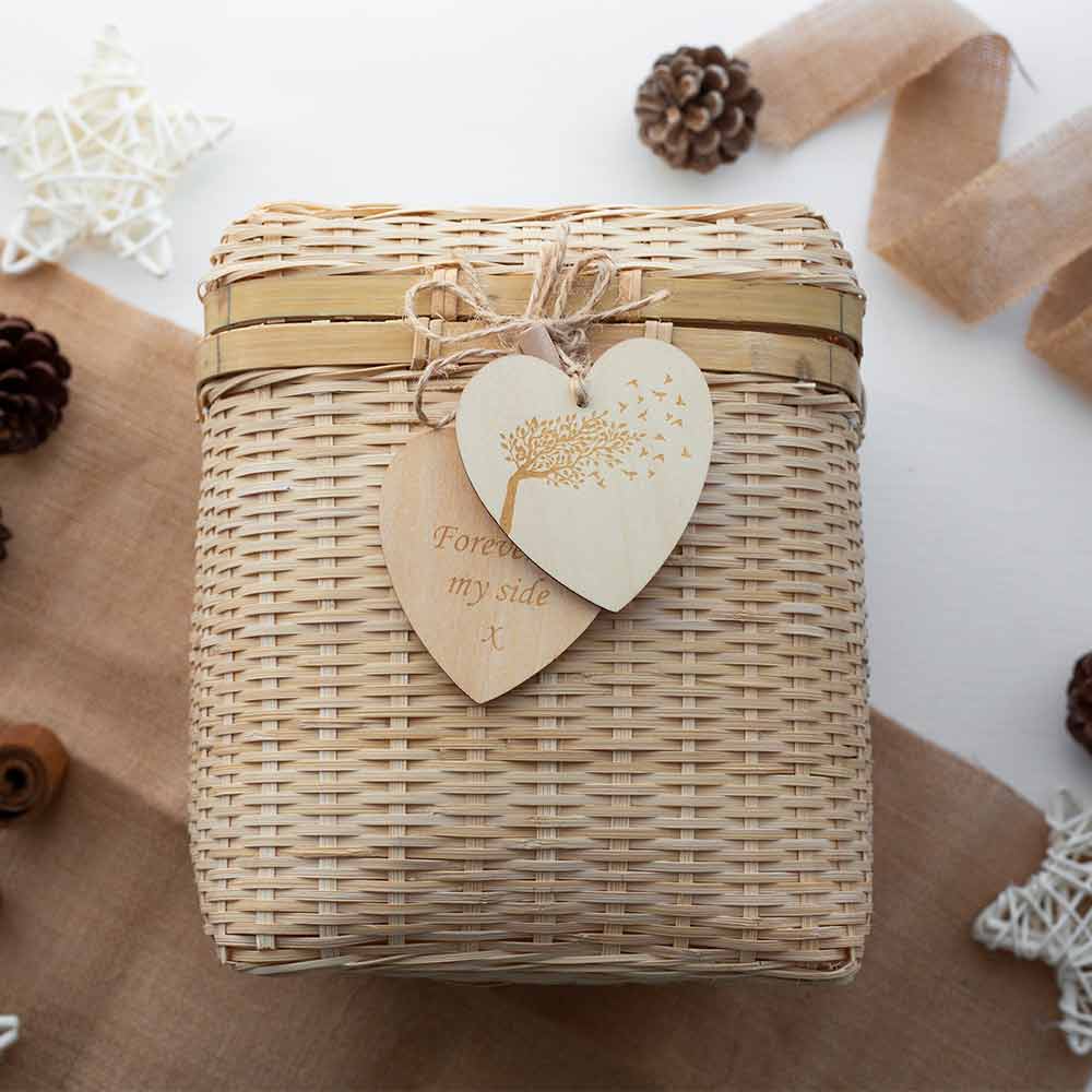 Heart Message Tag on Willow Casket Front View Pack of 10