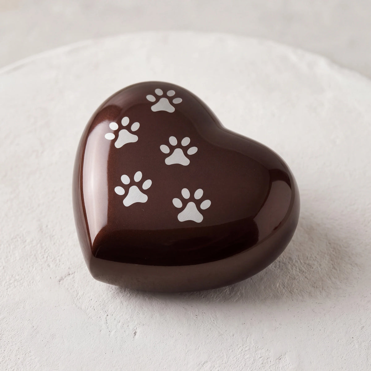 Heart-Pawprints-Pet-Keepsake-Urn-for-Ashes-in-Dark-Brown-Silver-heart_plaster_above