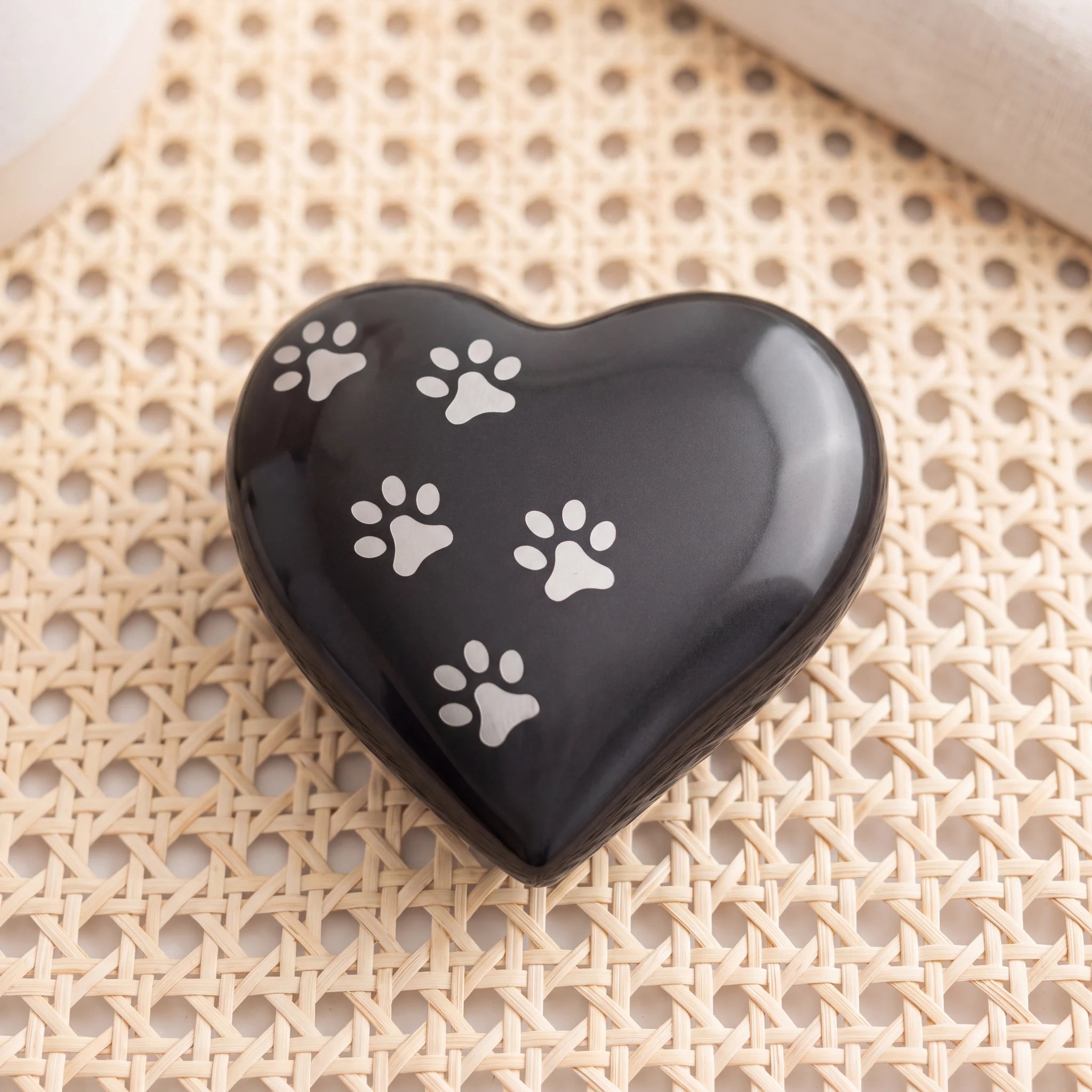 Heart-Pawprints-Pet-Urn-for-Ashes-in-Graphite-Silver-Large-heart_cane_above