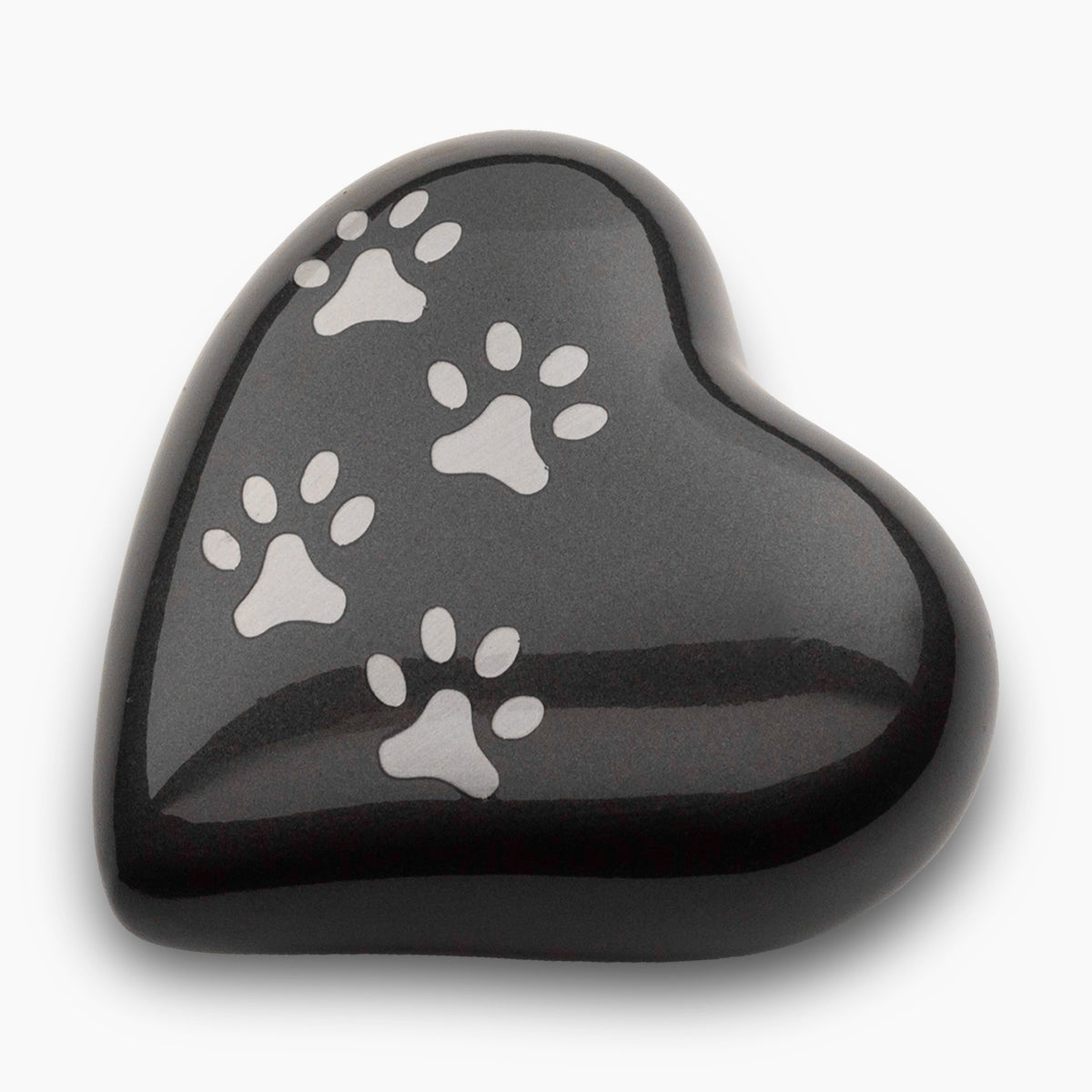 Heart Pawprints Pet Urn for Ashes in Graphite and Silver Keepsake