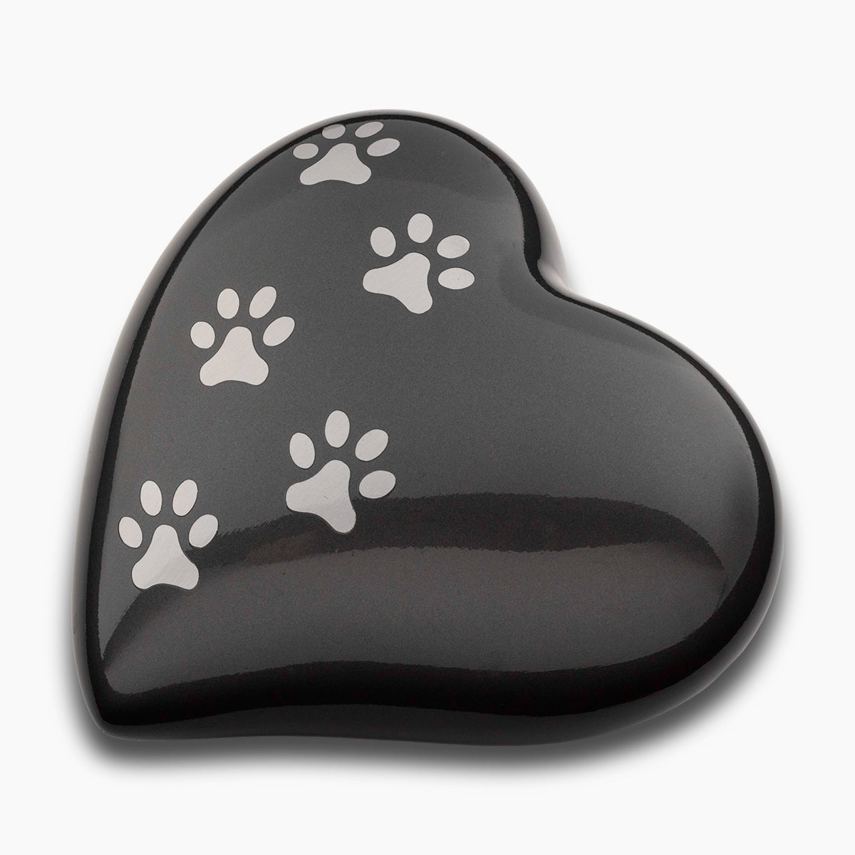 Heart Pawprints Pet Urn for Ashes in Graphite and Silver Large