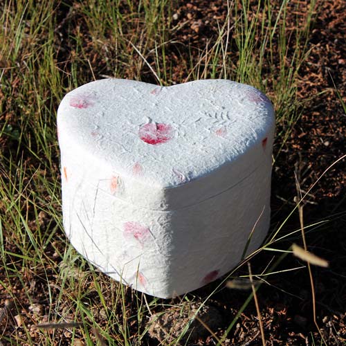 Love Heart Biodegradable Urn for Ashes in Floral - Extra Large