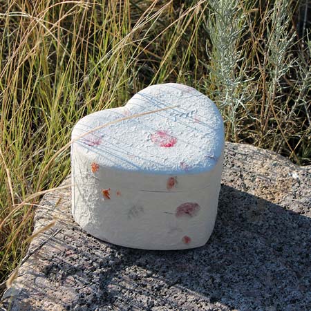 Love Heart Biodegradable Urn for Ashes in Floral - Extra Large