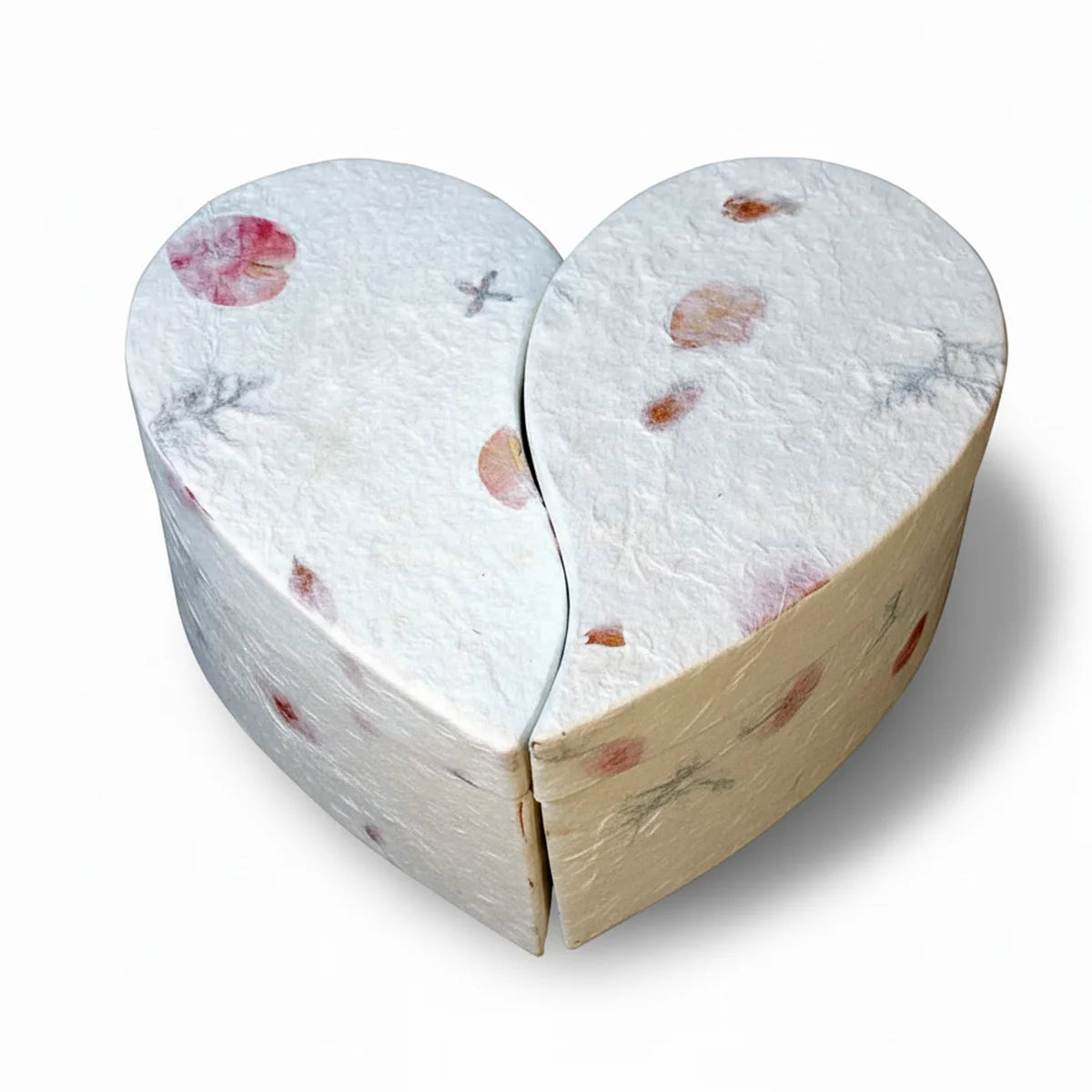 Love Heart Biodegradable Urn for Ashes in Floral - Companion (Two Piece)