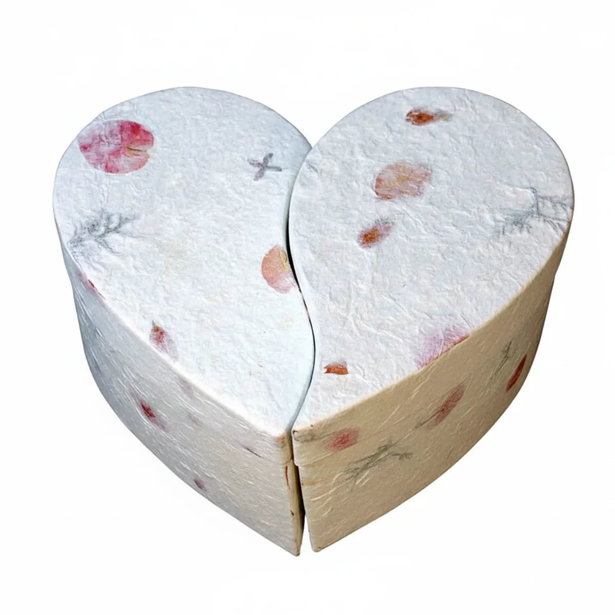 Love Heart Biodegradable Urn for Ashes in Floral - Companion (Two Piece)