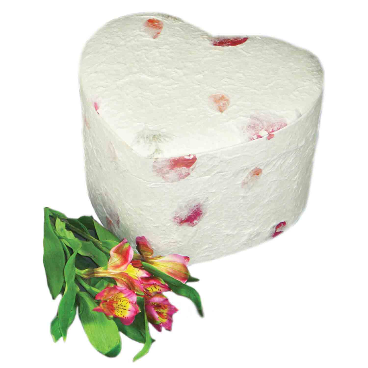 Love Heart Biodegradable Urn for Ashes in Floral - Extra Large