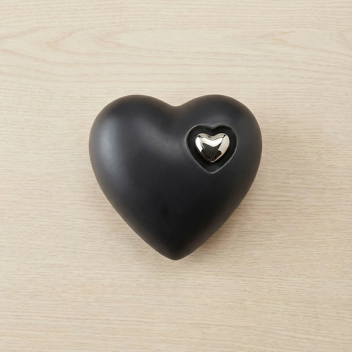 Heart Small Urn for Ashes in Black and Silver