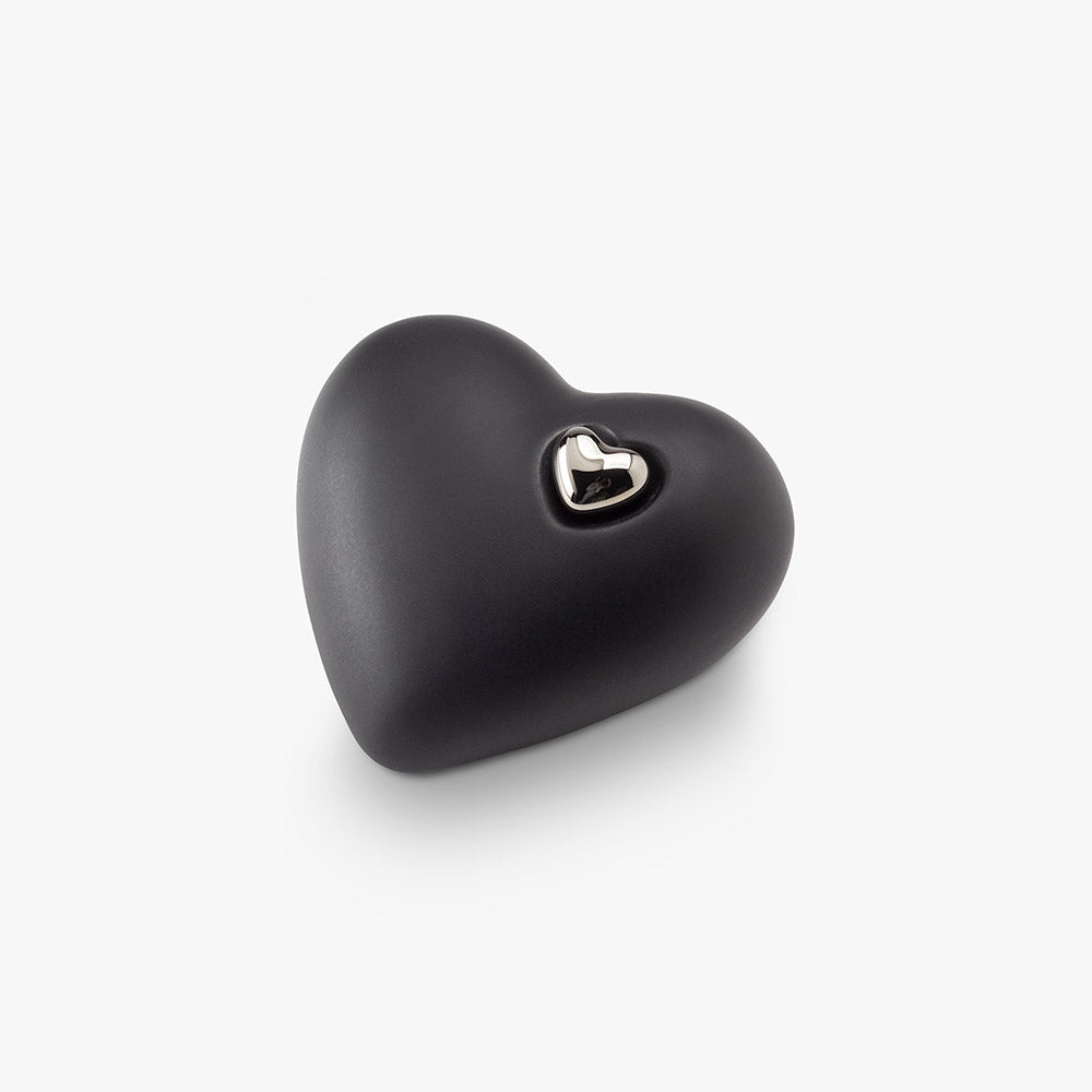 Heart Small Urn for Ashes in Black and Silver