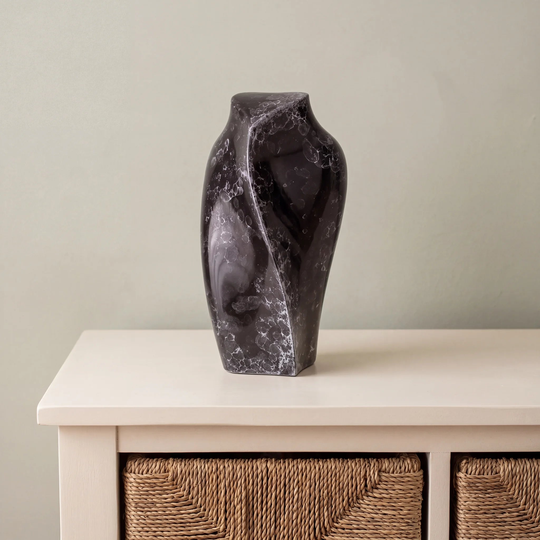 Heart to Heart Adult Cremation Urn for Ashes in Black Marble