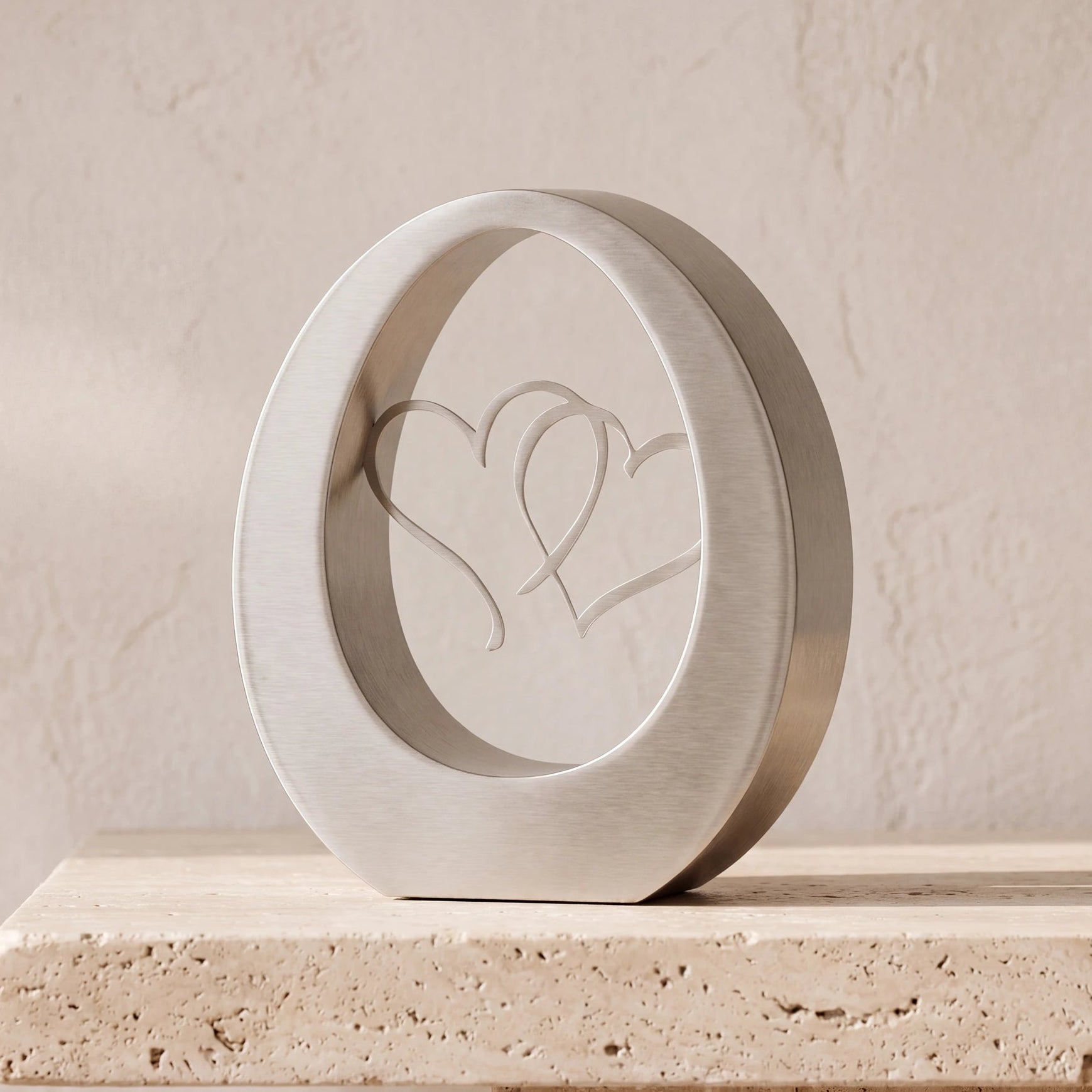 Hearts Adult Cremation Urn for Ashes in Stainless Steel