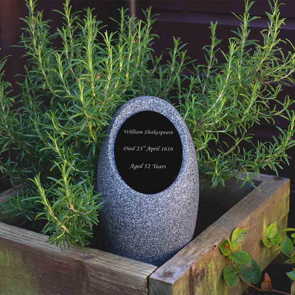 HighDown Outdoor Urn for Ashes with Plaque Black Perspex in Flowerbox Zoomed Out