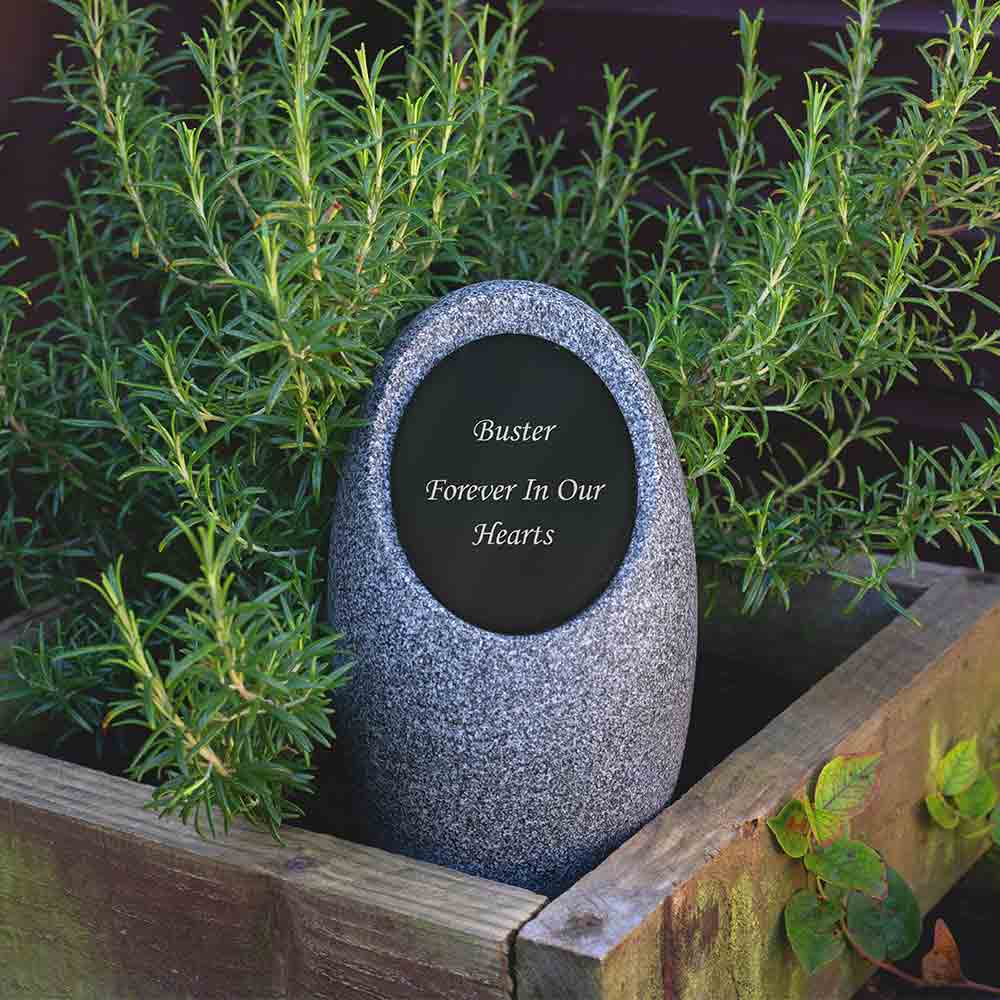 HighDown Outdoor Urn for Ashes with Plaque Black Perspex in Flowerbox