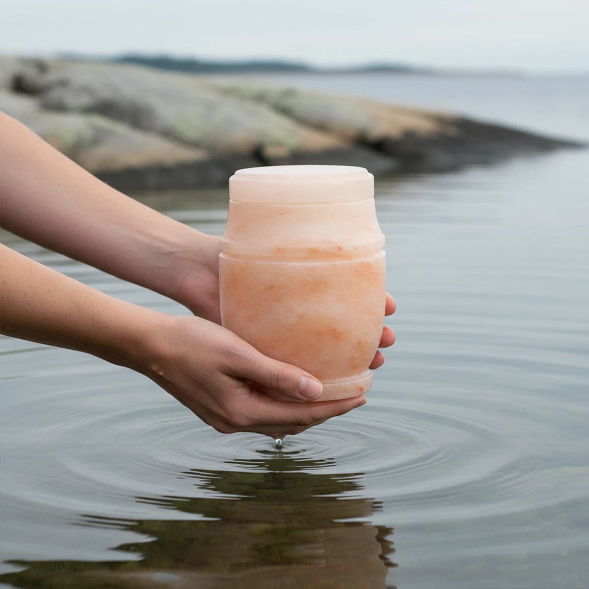 Himalayan Rock Salt Biodegradable Water Urn for Ashes - Small
