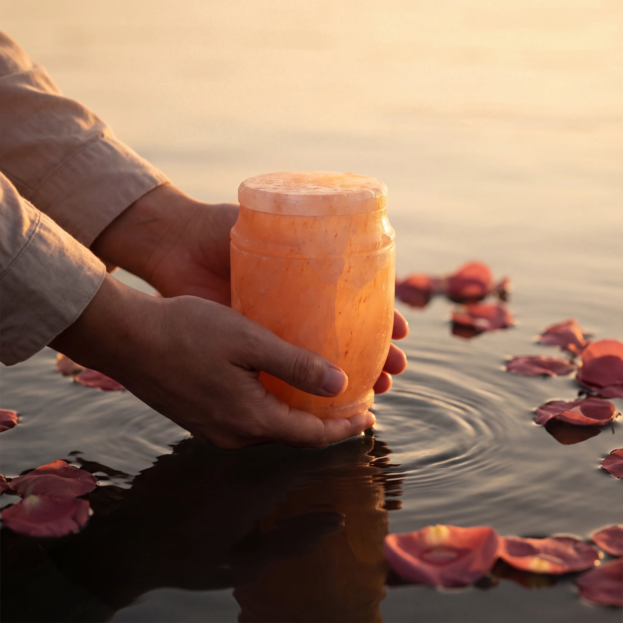 Himalayan Rock Salt Biodegradable Water Urn for Ashes - Small