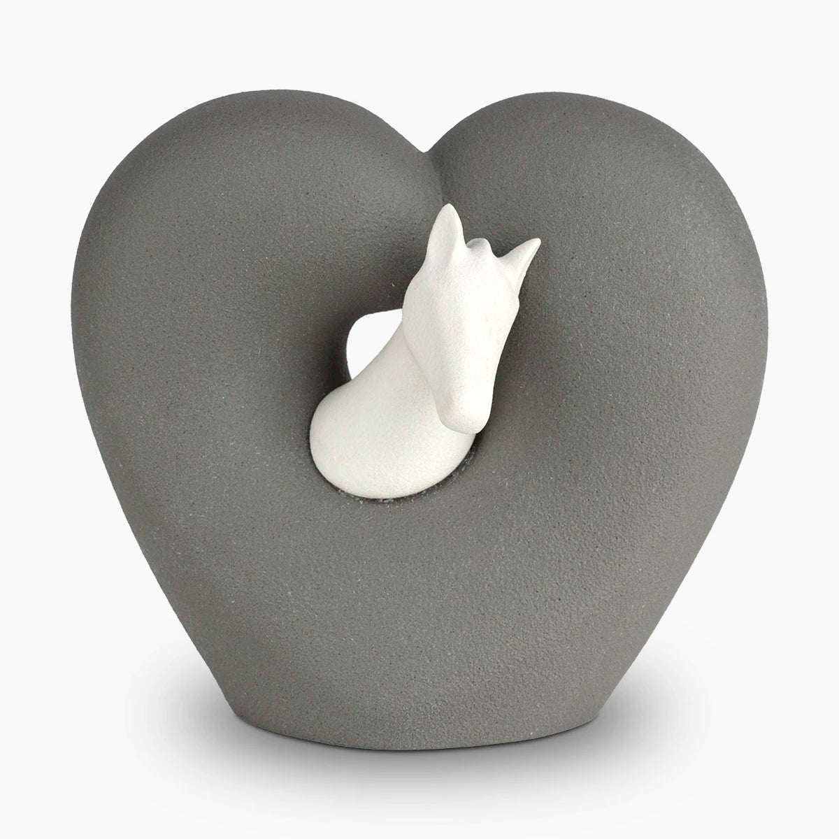Horse Heart Pet Urn for Ashes in Grey and White