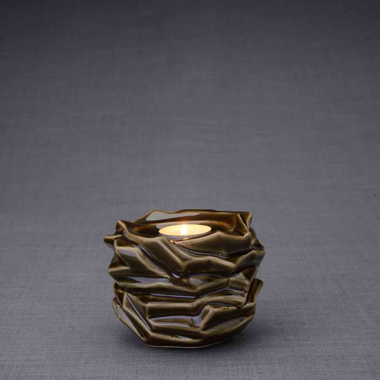 Illumination Candle Keepsake Urn in Brown Dark Background