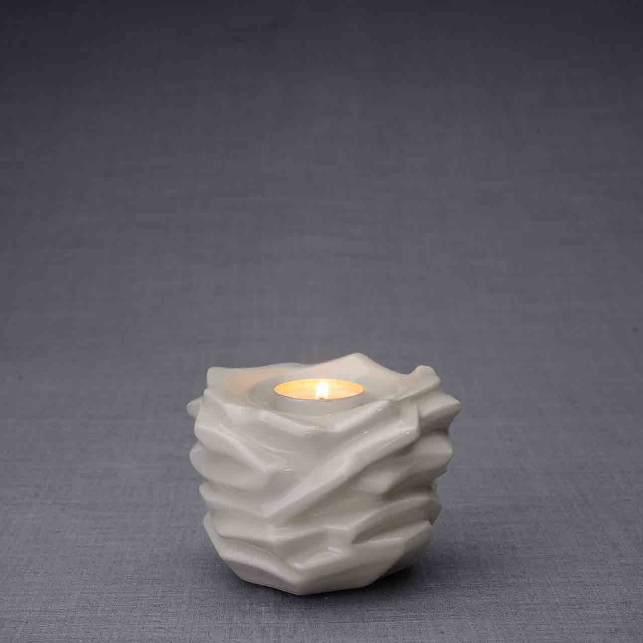 Illumination Candle Keepsake Urn in Cream Dark Background