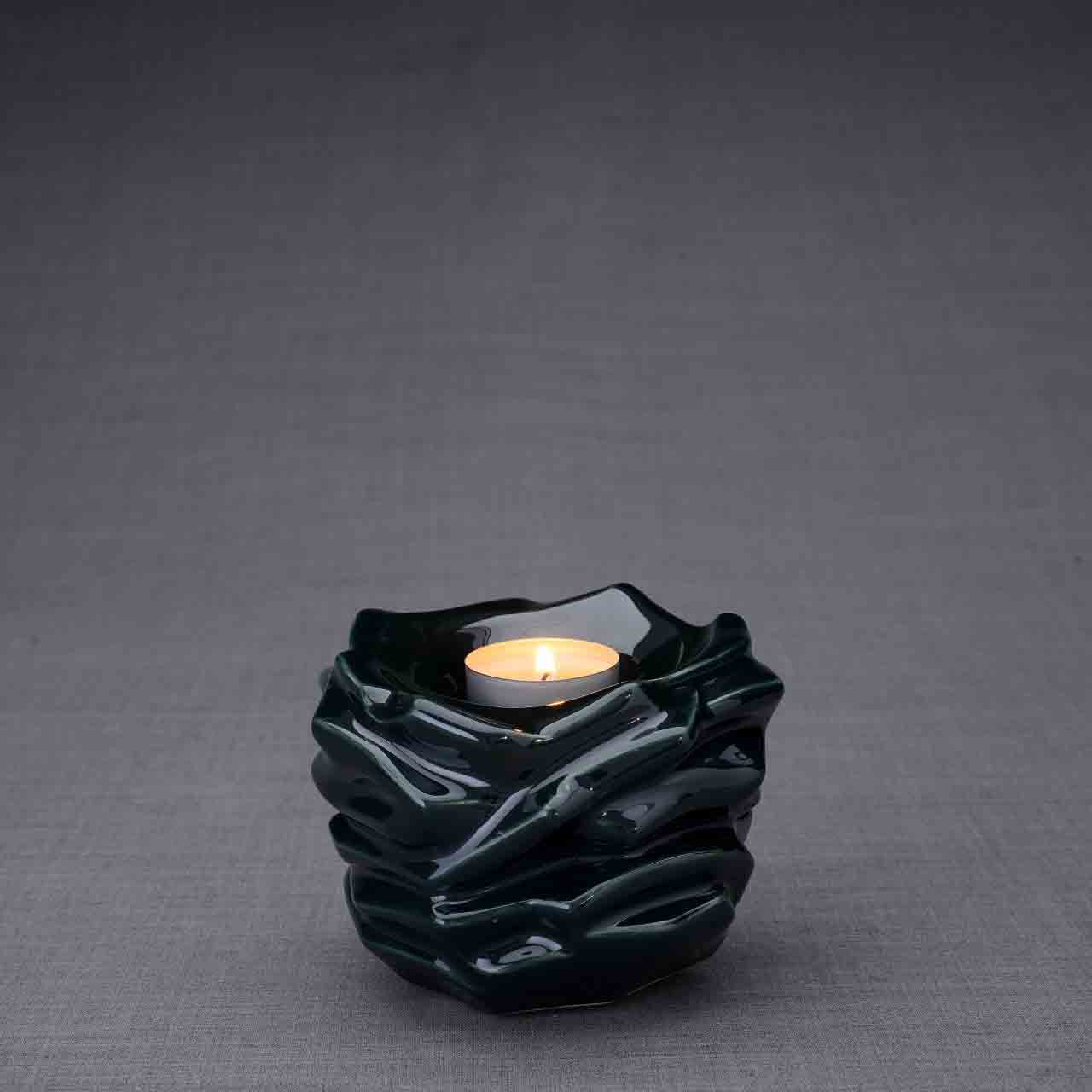 Illumination Candle Keepsake Urn in Dark Green Dark Background