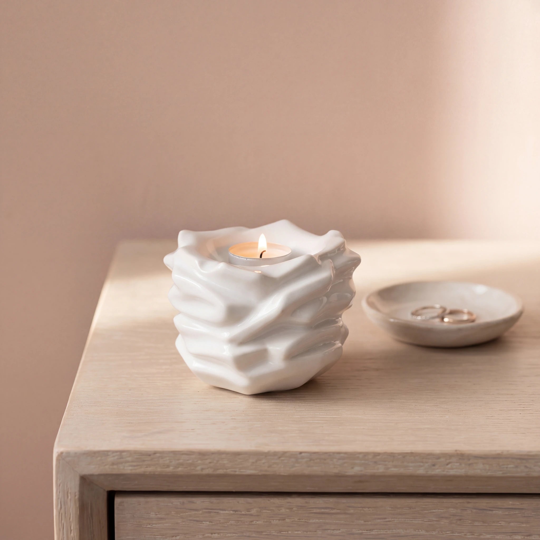 Illumination-Candle-Small-Urn-for-Ashes-in-White-keepsake_ring_dish-Left-Angle