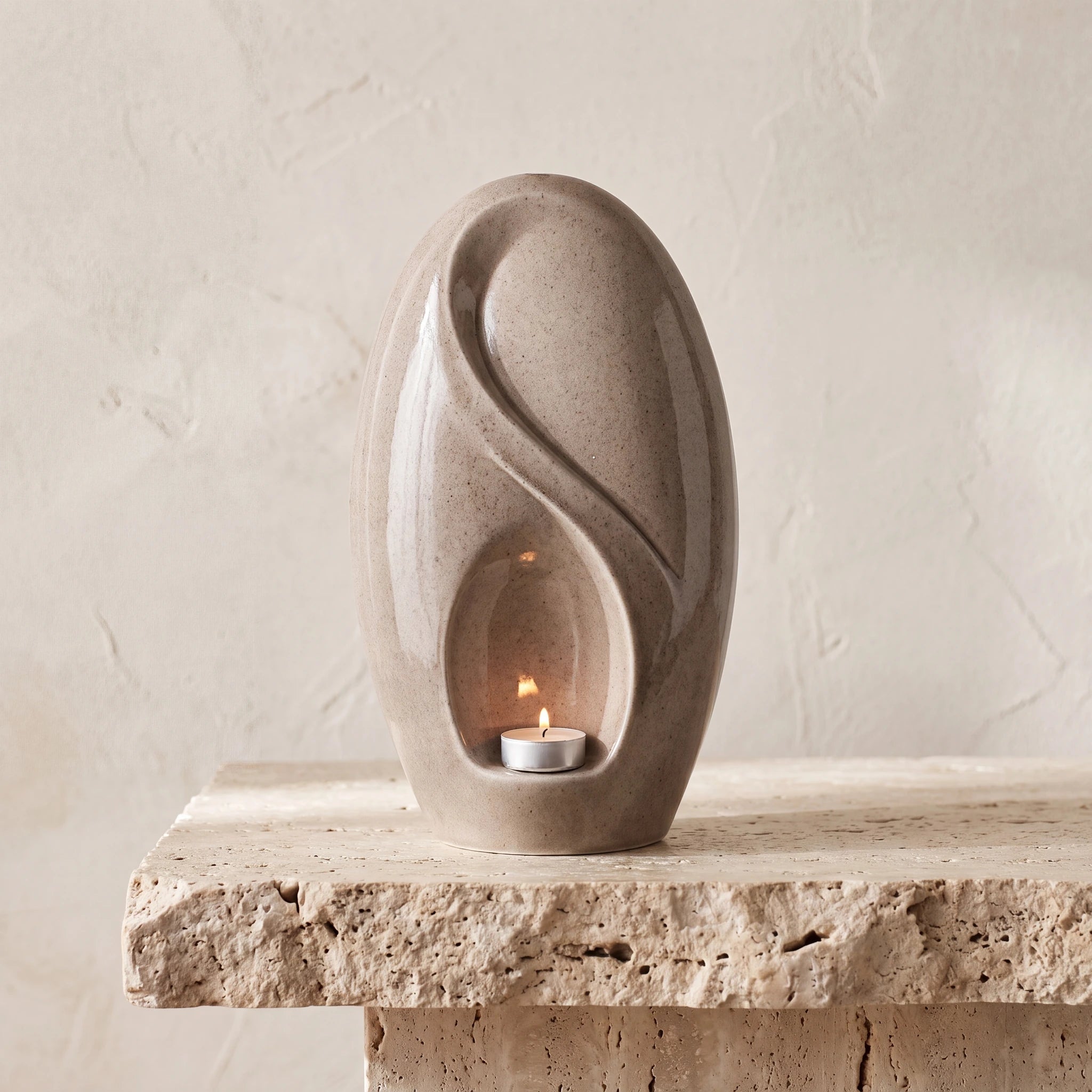 Infinity Adult Cremation Urn for Ashes in Beige Grey