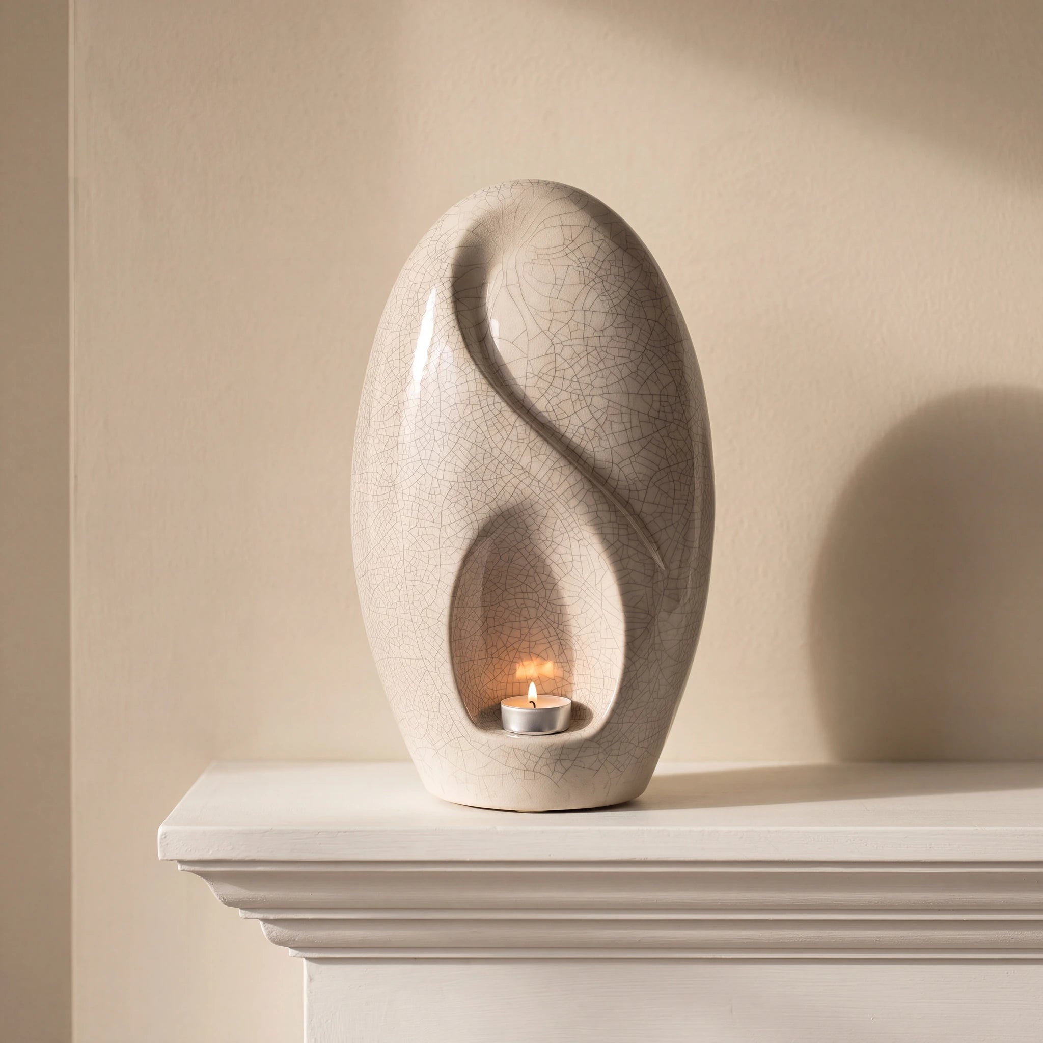 Infinity Adult Cremation Urn for Ashes in Crackle Glaze