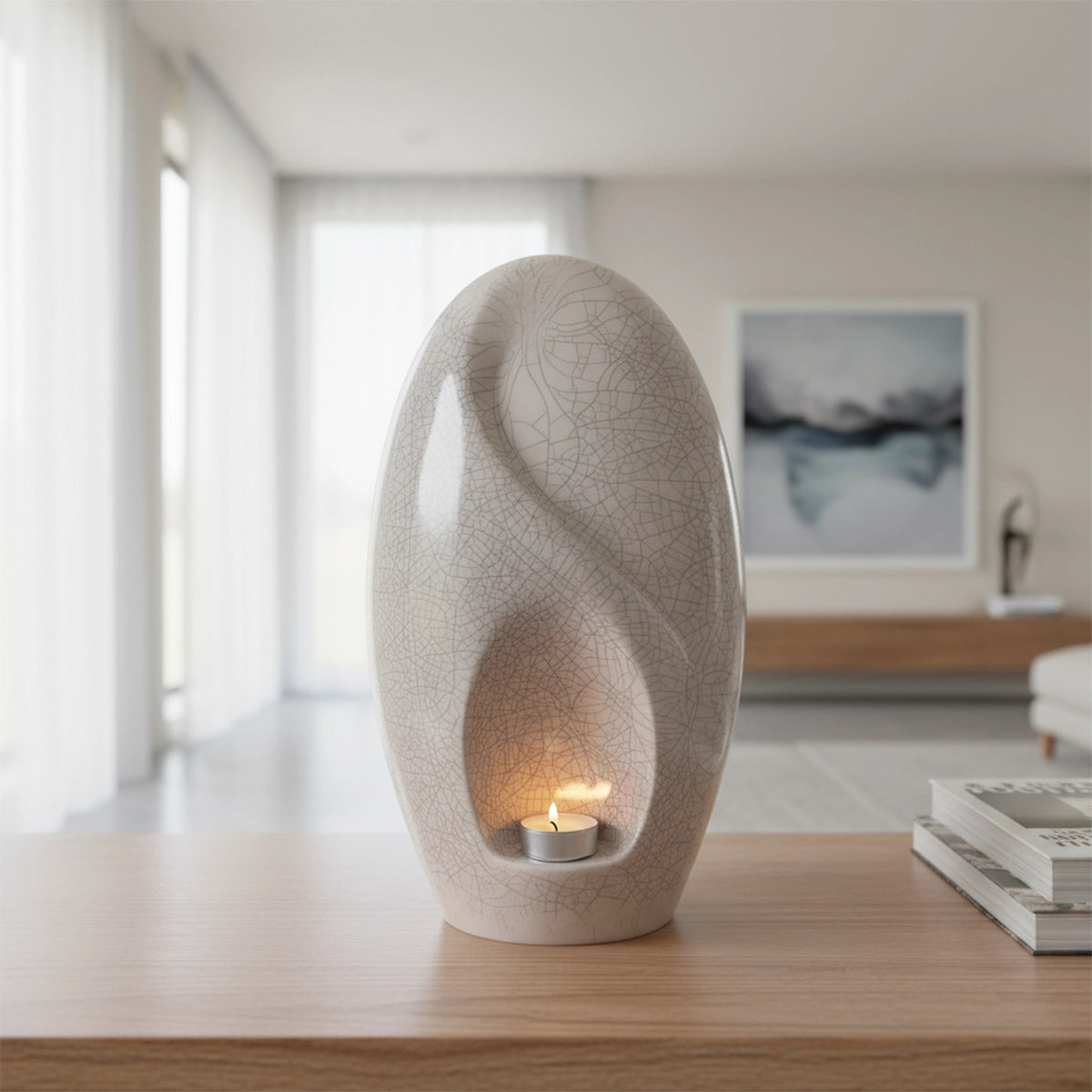 Infinity Adult Cremation Urn for Ashes in Crackle Glaze