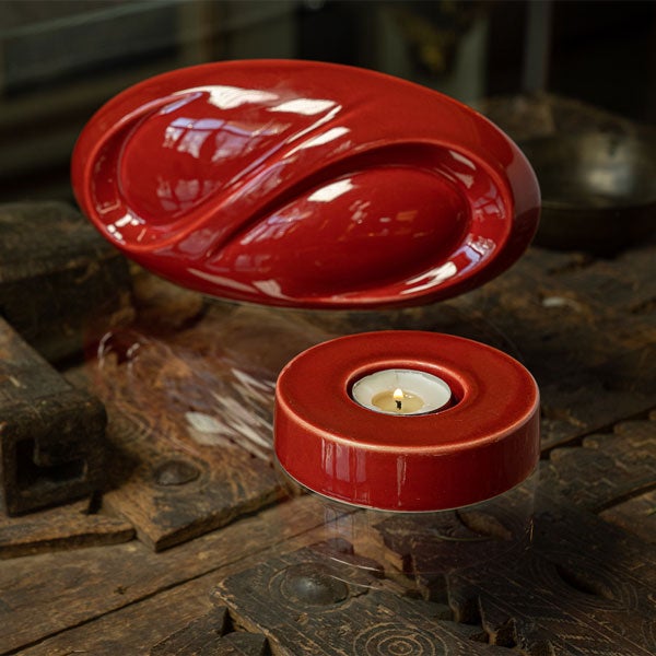 Infinity Ashes Keepsake Urn Red with Caleo Candle